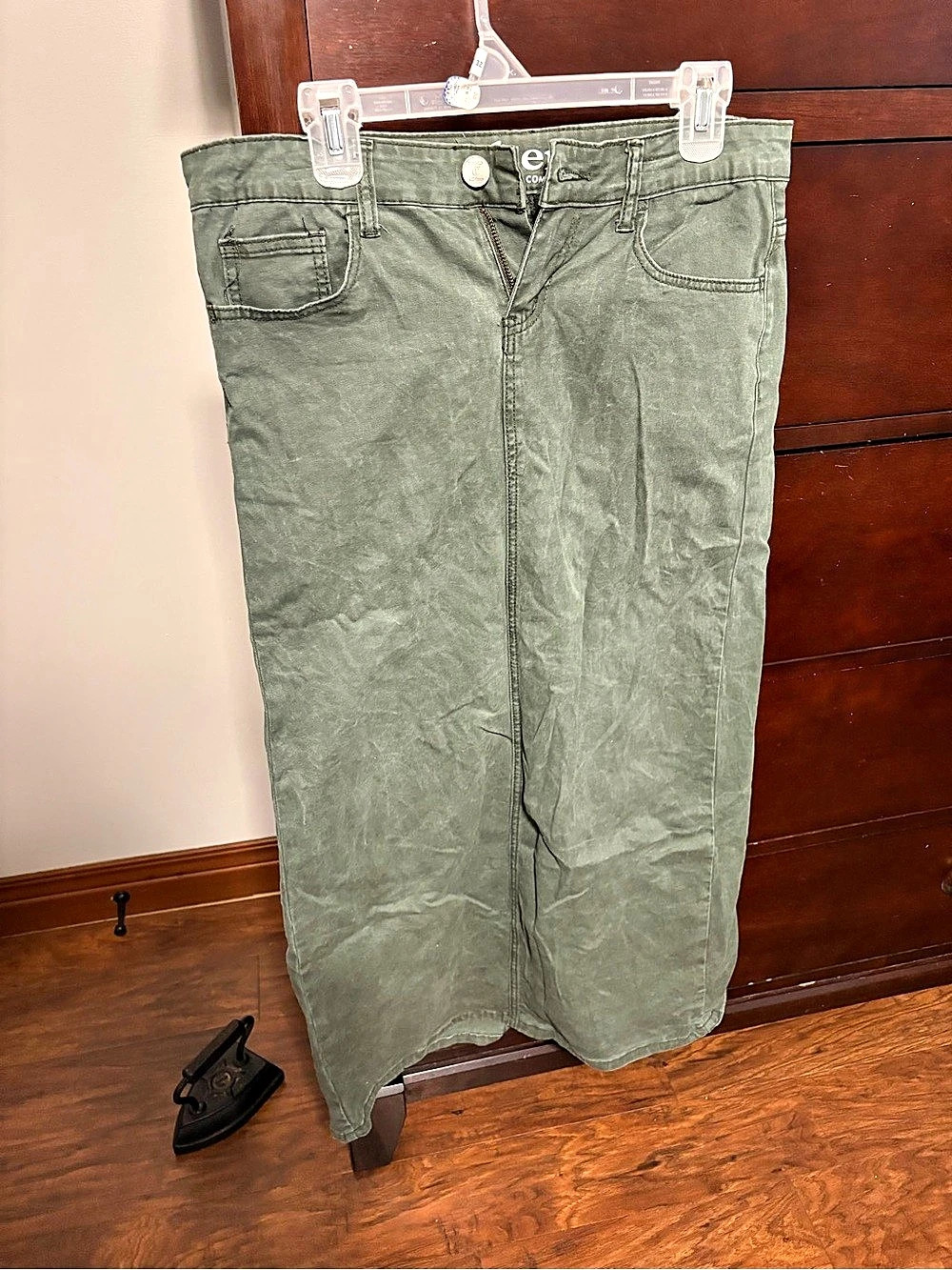 inherit Stella Denim Midi Skirt Green Size 7/8 REG
